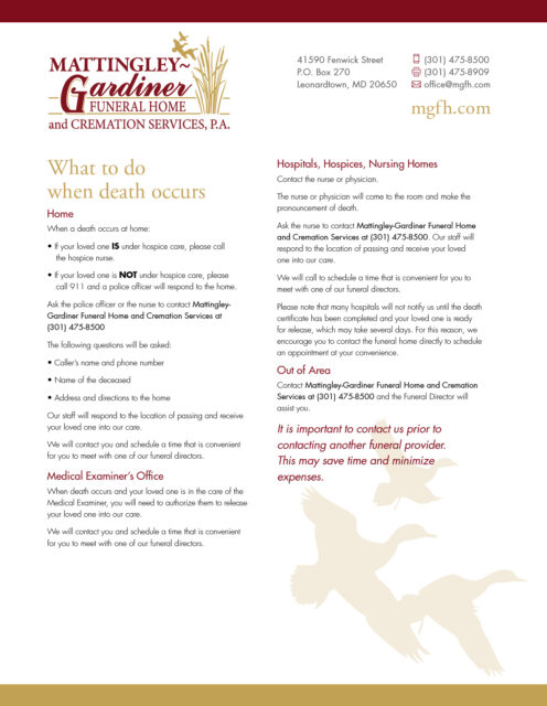 What to Do When Death Occurs